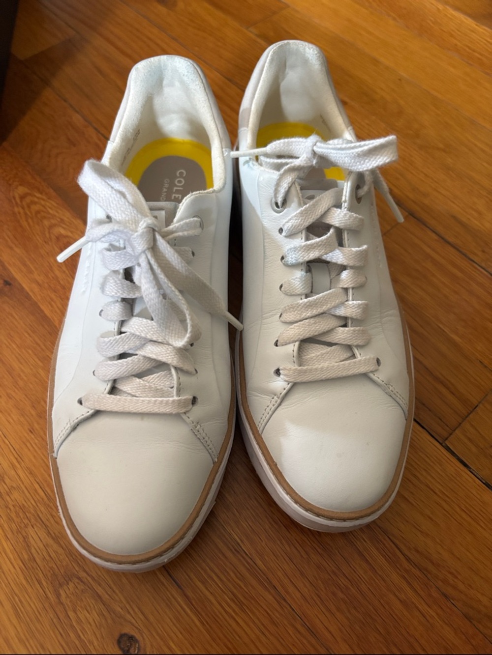 Cole Haan Women’s White Leather Sneakers with Tan Trim size 6 1/2 - Picture 4 of 8
